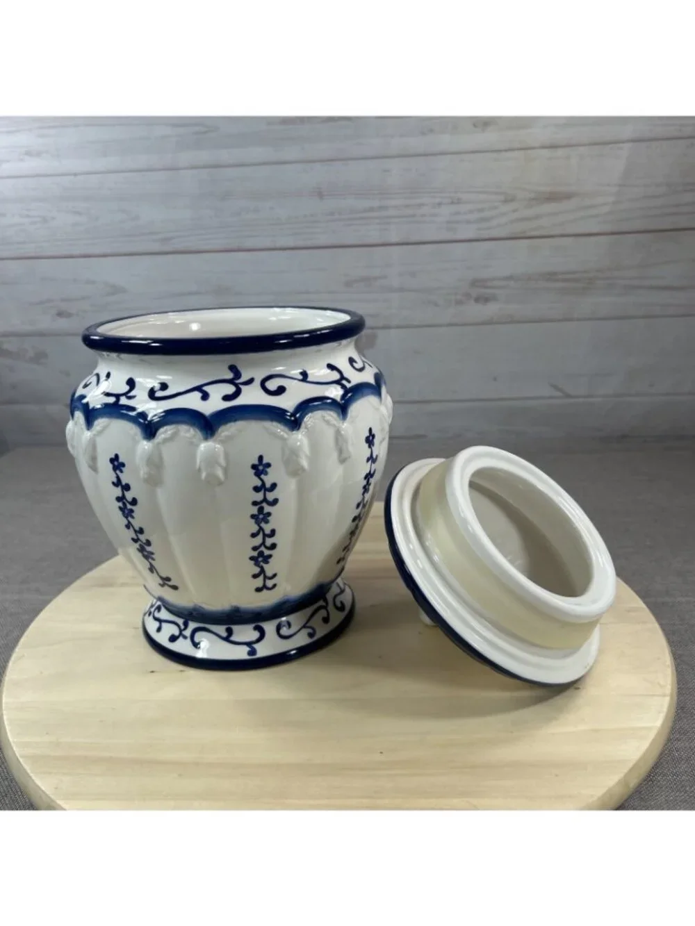 Heartfelt Kitchen Creations Blue & White Porcelain Lidded Ginger Jar Canister